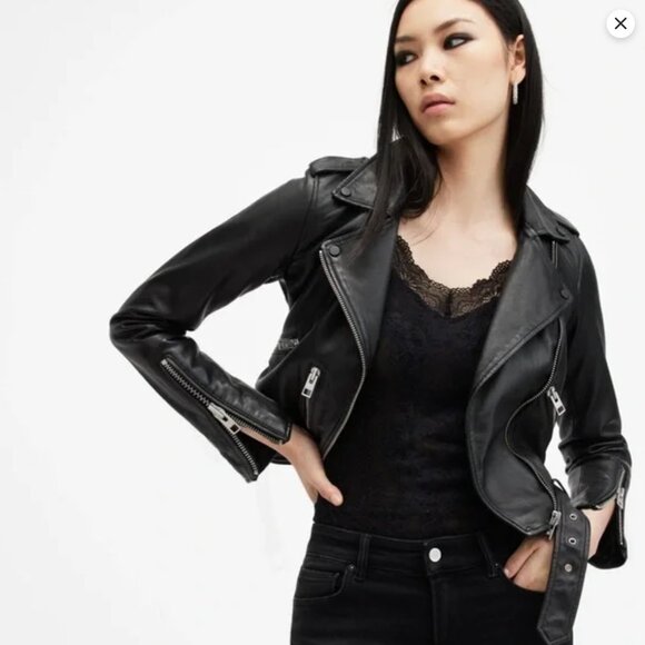 All Saints Balfern Leather Biker Jacket - Picture 5 of 6